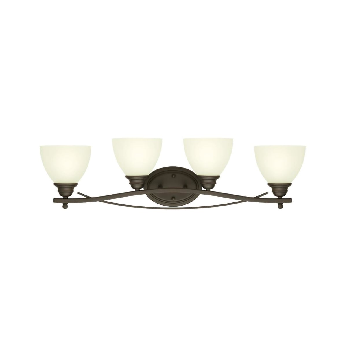 Westinghouse 6303500 Oil Rubbed Bronze Elvaston 31 Wide 4 Light Bathroom Vanity Light With Frosted Glass Shades Lightingdirect Com