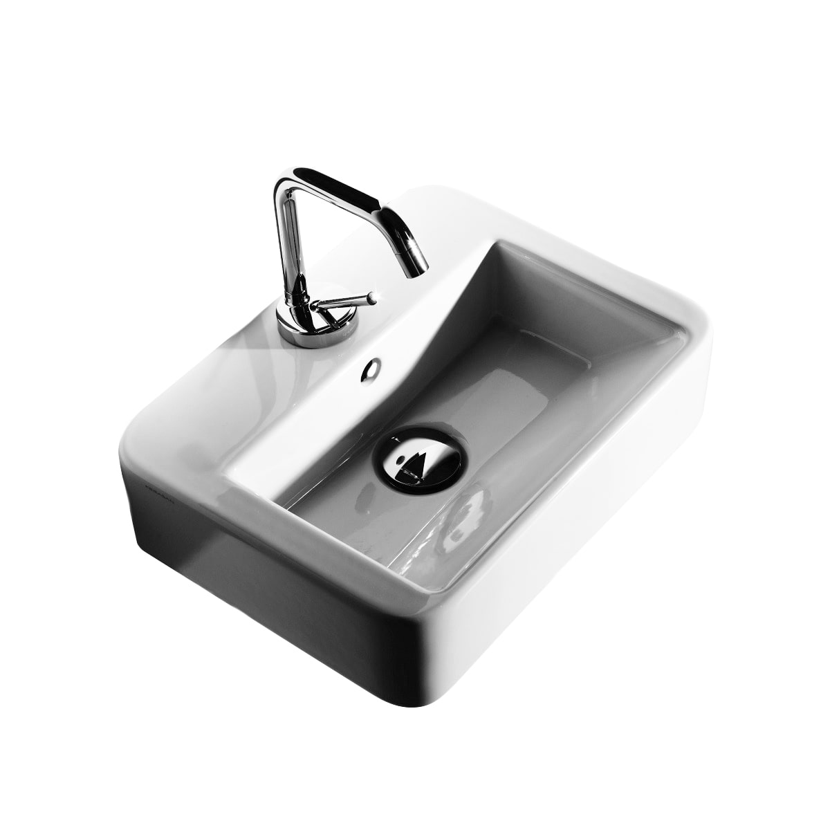 Ws Bath Collections Quadro 3408 White 15 11 16 Ceramic Wall Mounted Vessel Bathroom Sink With 1 Hole Drilled And Overflow Faucet Com