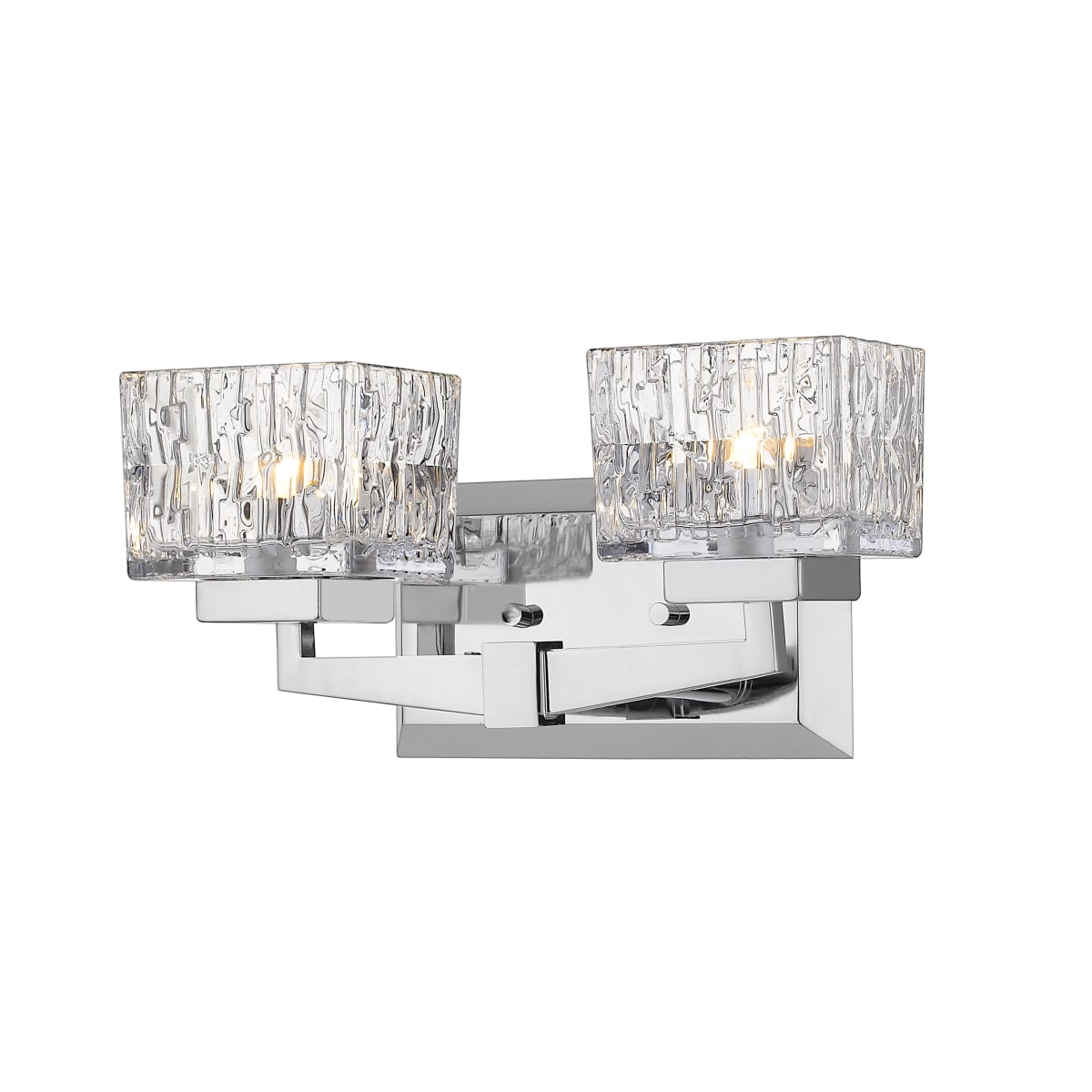 Z Lite 1927 2V CH Chrome Rubicon 2 Light 14 Wide Vanity Light with Textured Glass Shades LightingDirect