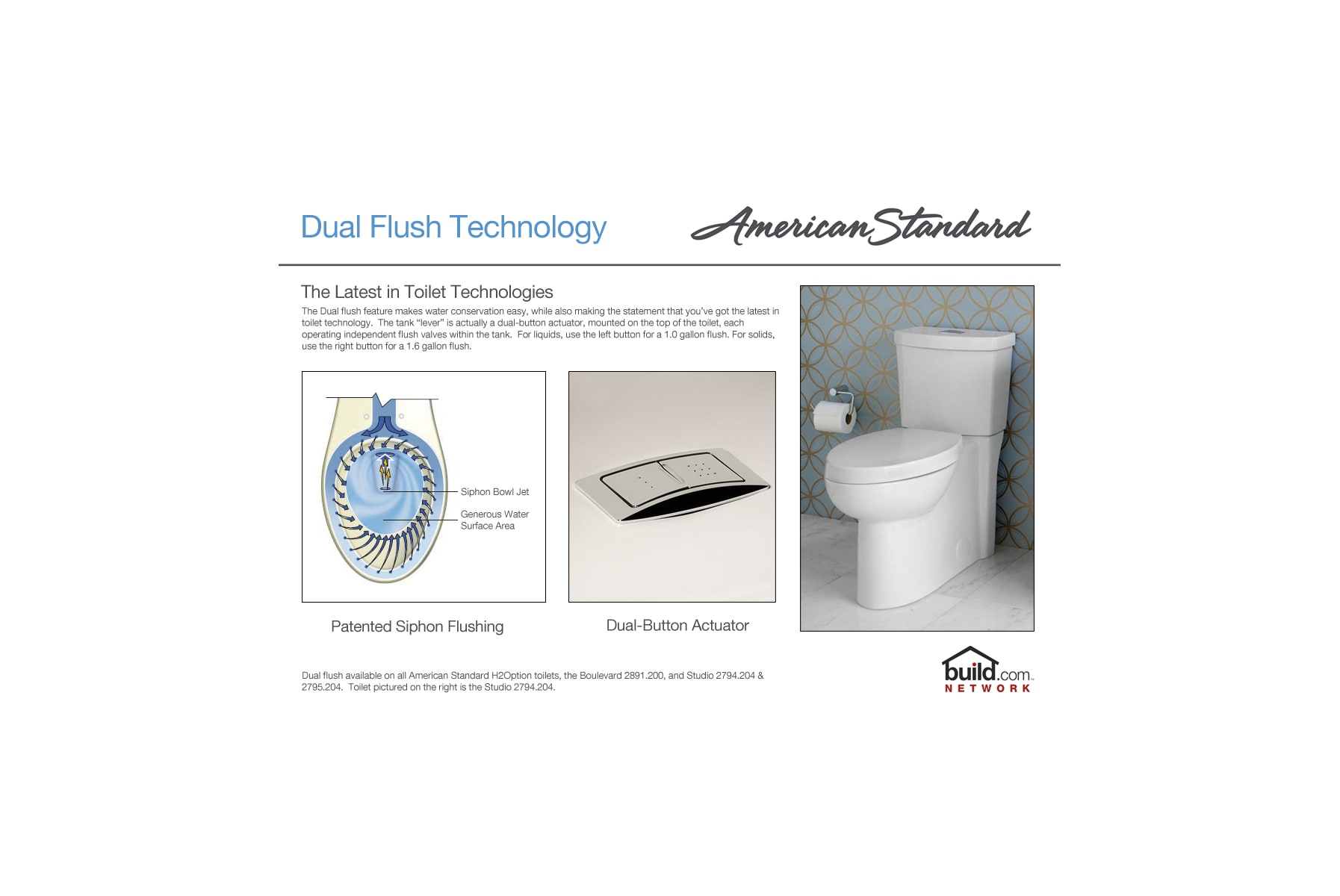 American Standard 2795 204 020 White Studio Round Front Two Piece American Standard 2795 204 020 White Studio Round Front Two Piece Dual Flush Toilet With Concealed Trapway Everclean Surface Powerwash Rim And Right