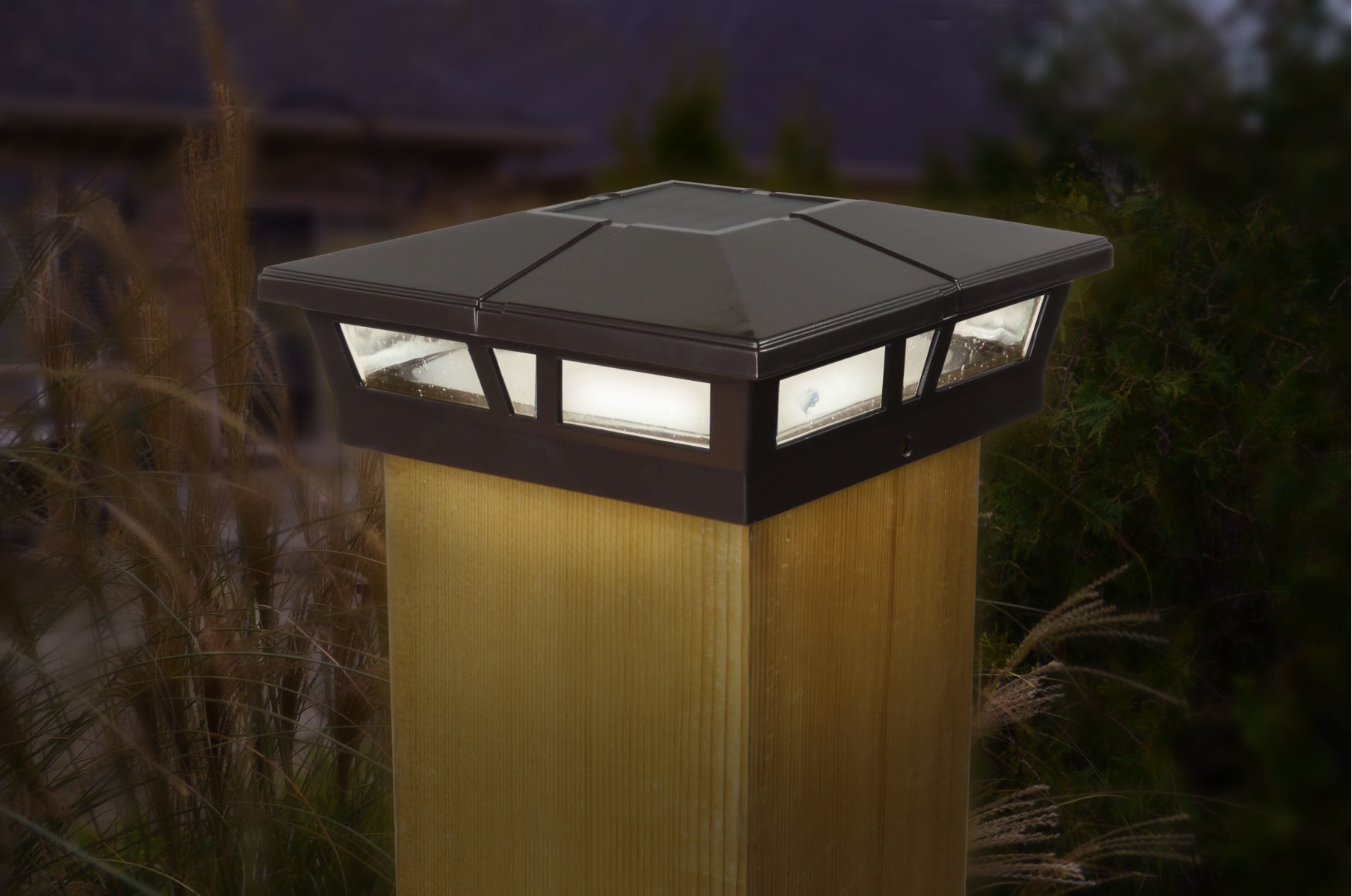 Bellevue CCPL5124BK Black 3 Tall LED Solar Post Light that fits 5.5 x 5.5 or 6 x 6 Post LightingDirect