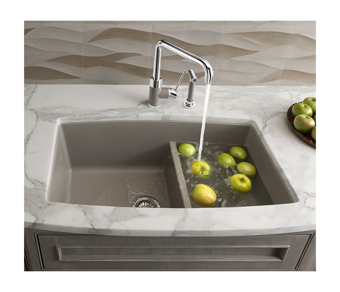 Blanco 442735 Concrete Gray Performa 33 Undermount Double Basin Silgranit Kitchen Sink Faucet Com