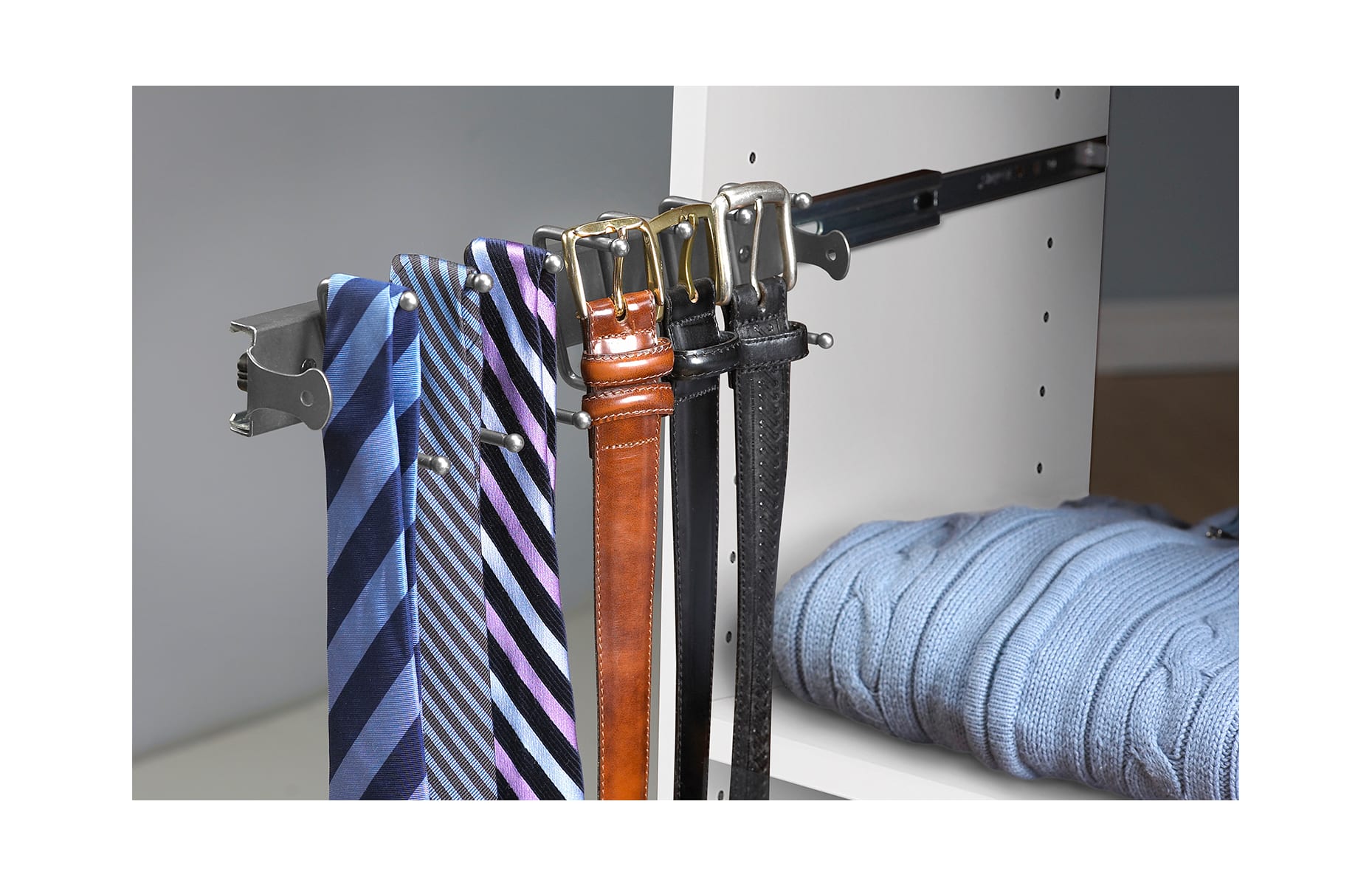 ClosetMaid 895000 Nickel SuiteSymphony Seven Hook Tie and Belt Rack with Full Extension Slide PullsDirect