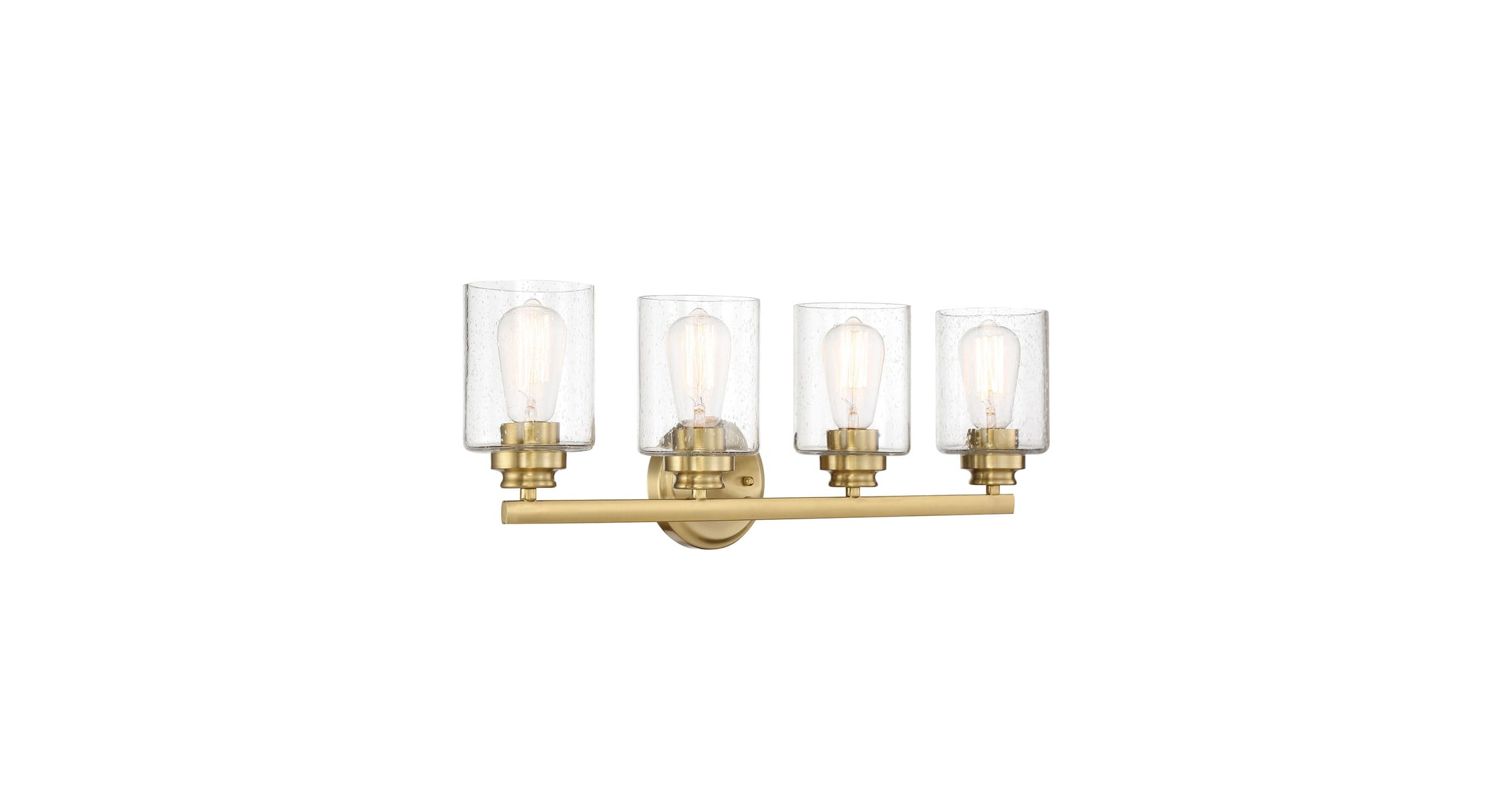 Craftmade 50504 SB Satin Brass Bolden 4 Light 25 Wide Bathroom Vanity Light with Seedy Glass Shades LightingDirect