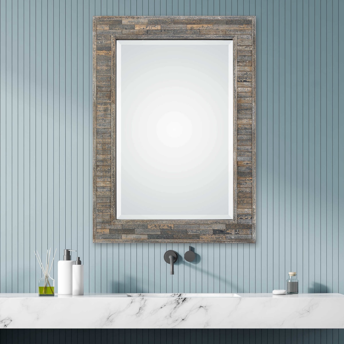 Delacora W00428 Distressed Charcoal Blue Coastal Rustic
