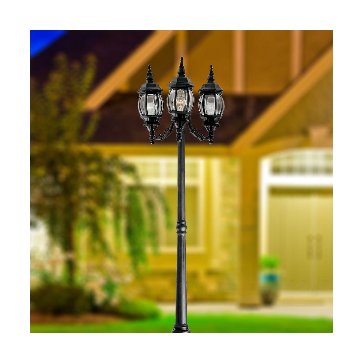 Hampton bay 3 light sales exterior post lantern