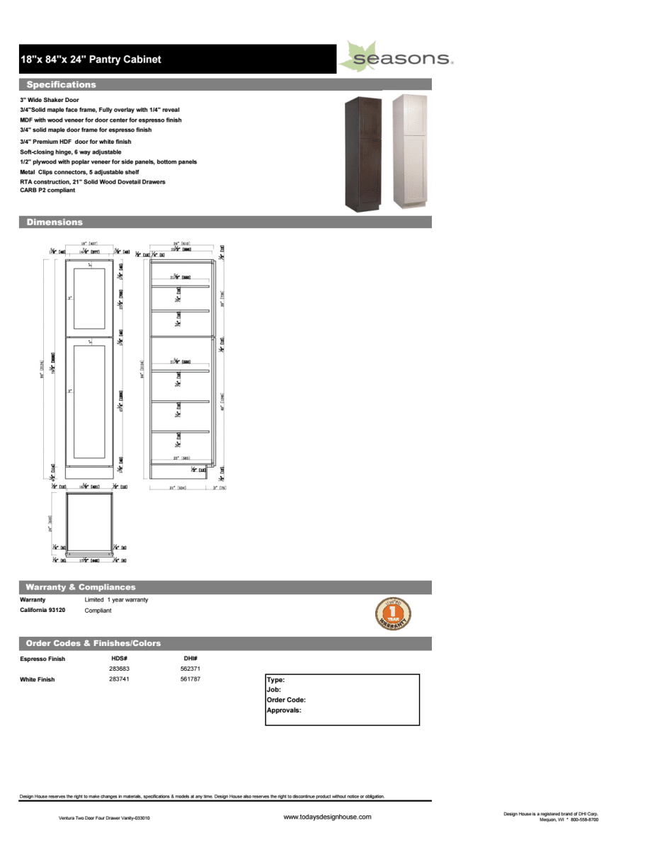 Design House 562371 Espresso Brookings 18 Wide X 84 High Double