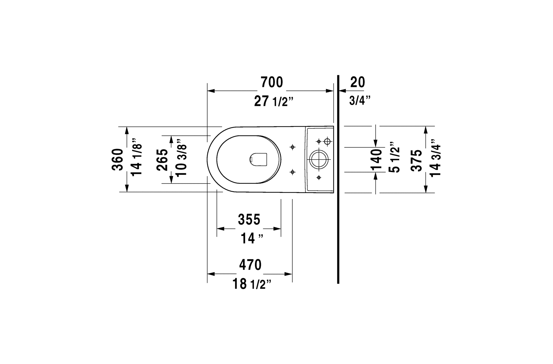 Duravit 212501TP-W White Starck 3 1.28 GPF Two-Piece