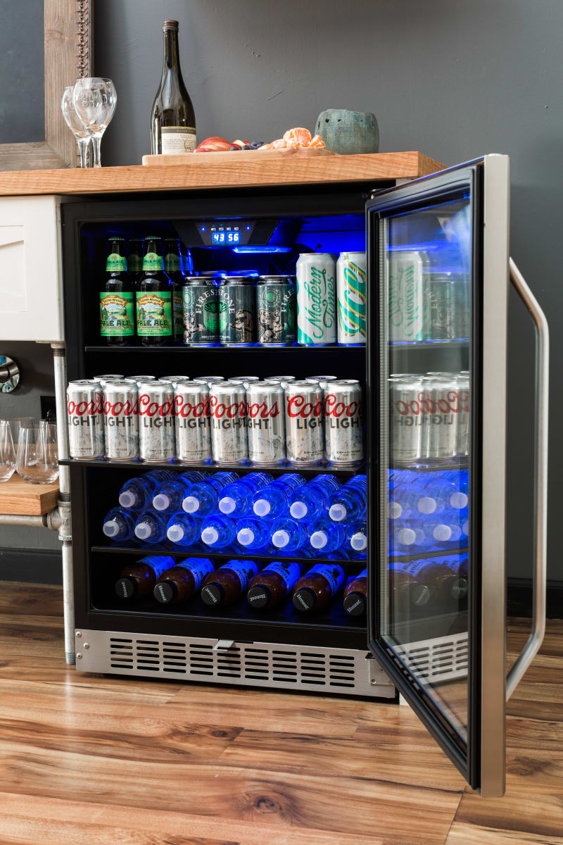 24 Inch Wide 142 Can Built In Beverage Cooler with Tinted Door