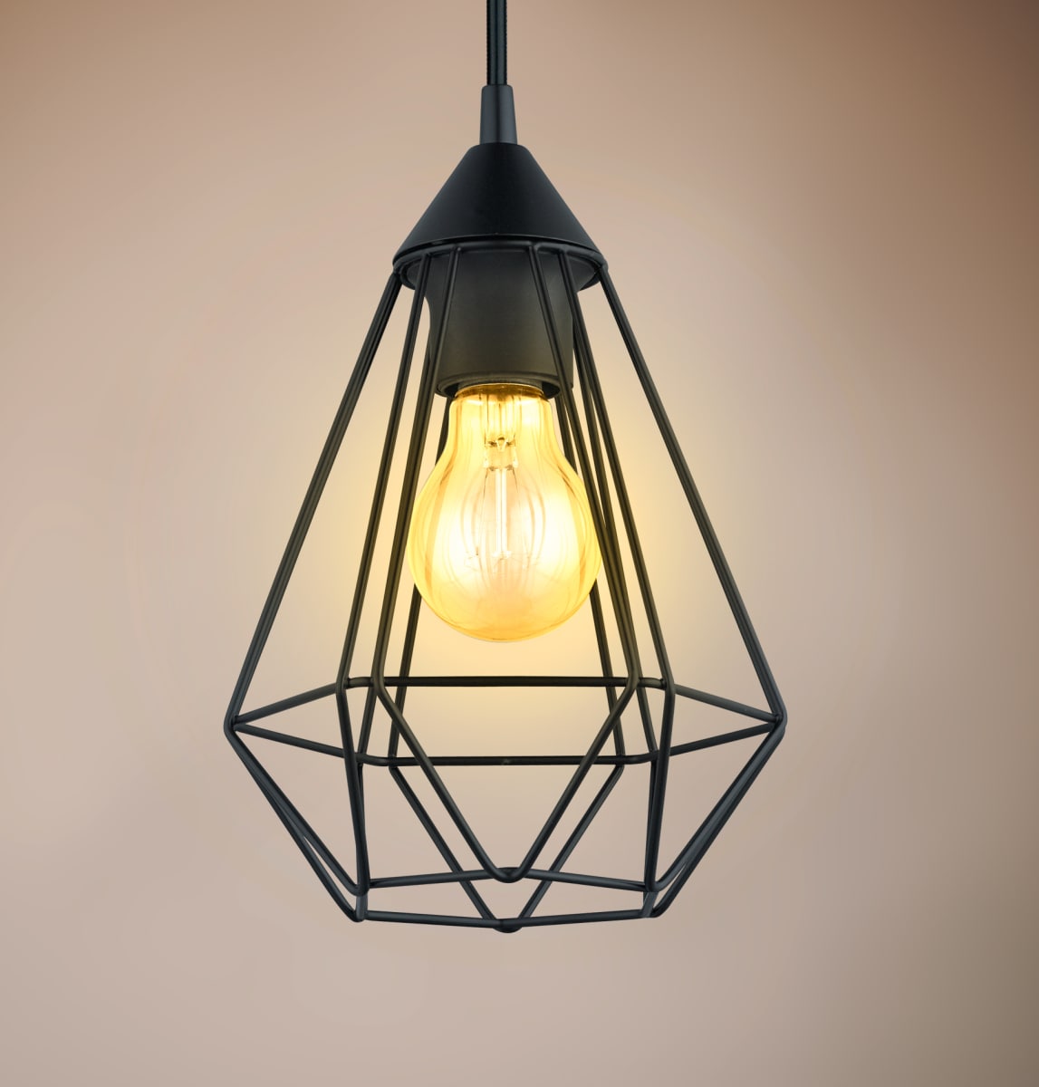 Eglo 94187A Matte Black Tarbes 7 Wide 1 Light Cage Style Single Mini Pendant LightingDirect