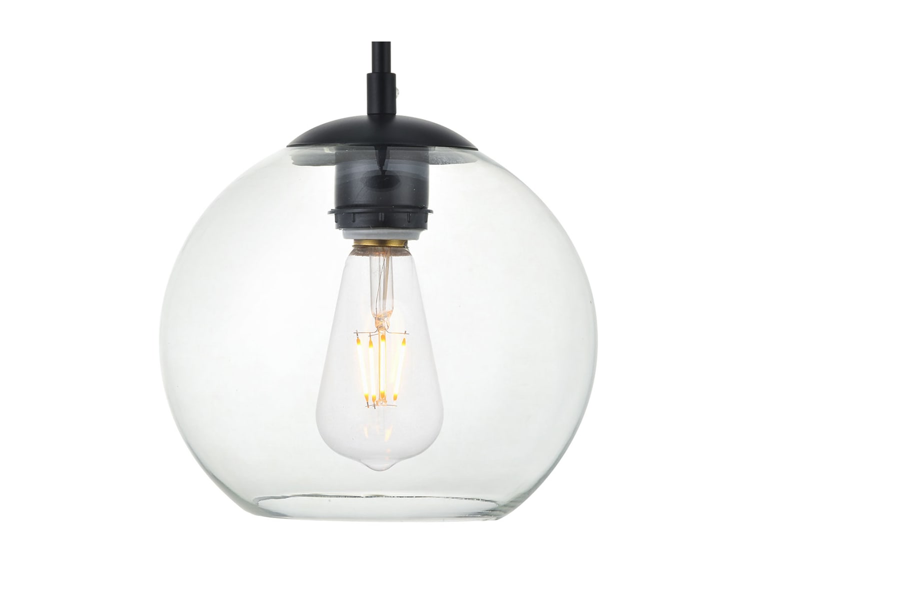 Elegant ld2236bk baxter 3 lights clearance black pendant with clear glass