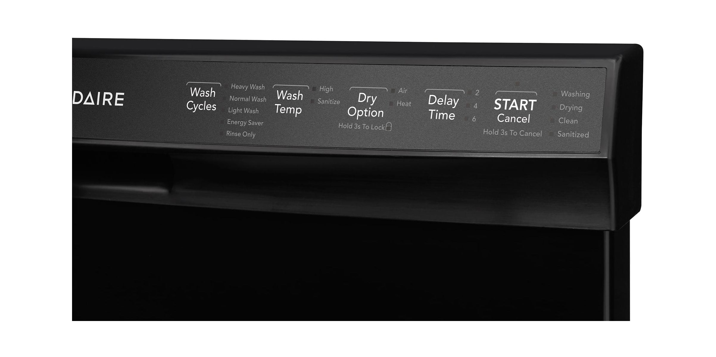 Frigidaire dishwasher light wash time sales