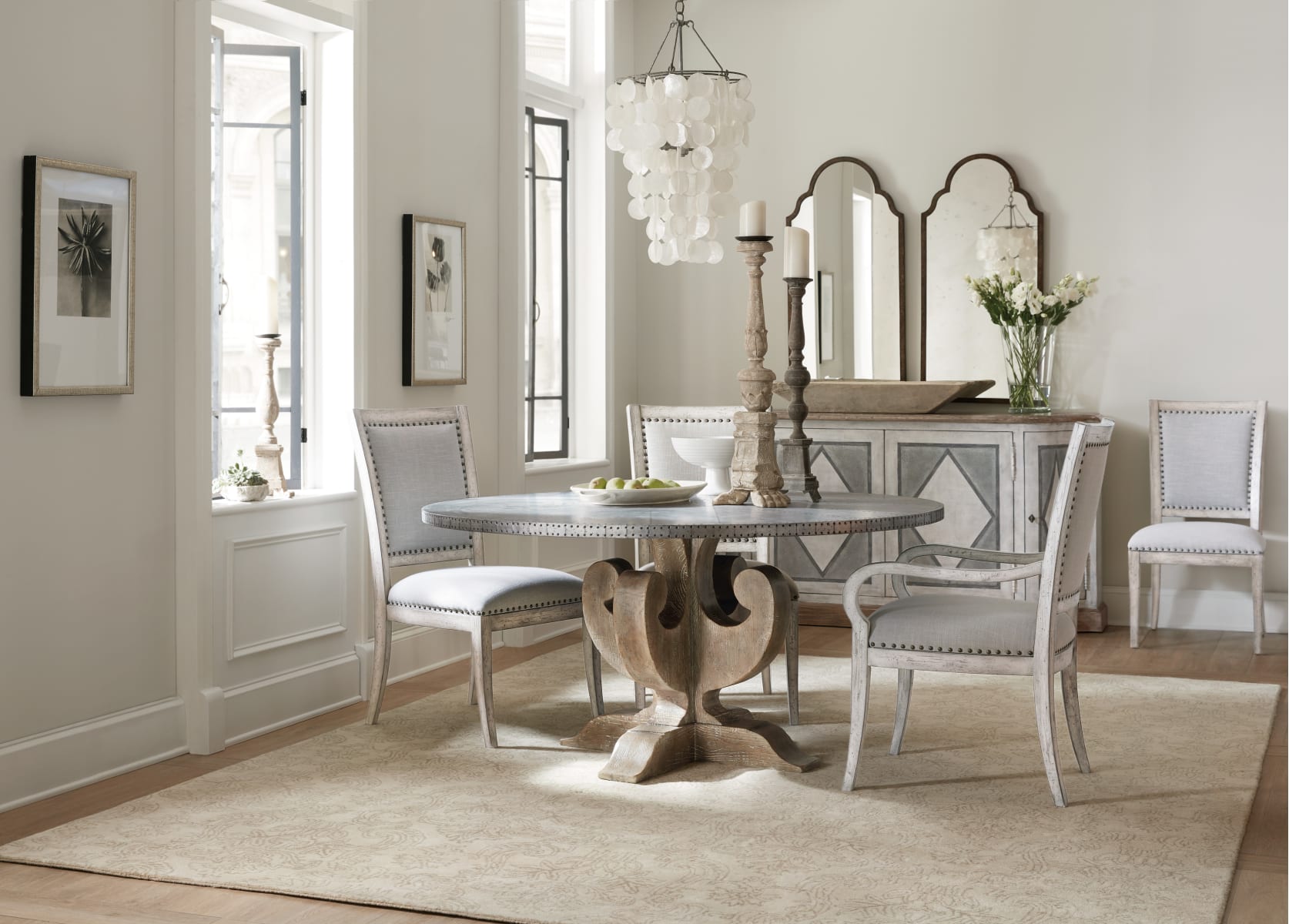 Hooker Furniture 5750-75213-SLV Silver / Antique Milk