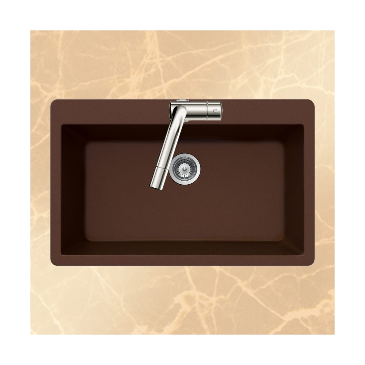 Houzer V 100 Mocha Quartztone 33 Single Basin Drop In
