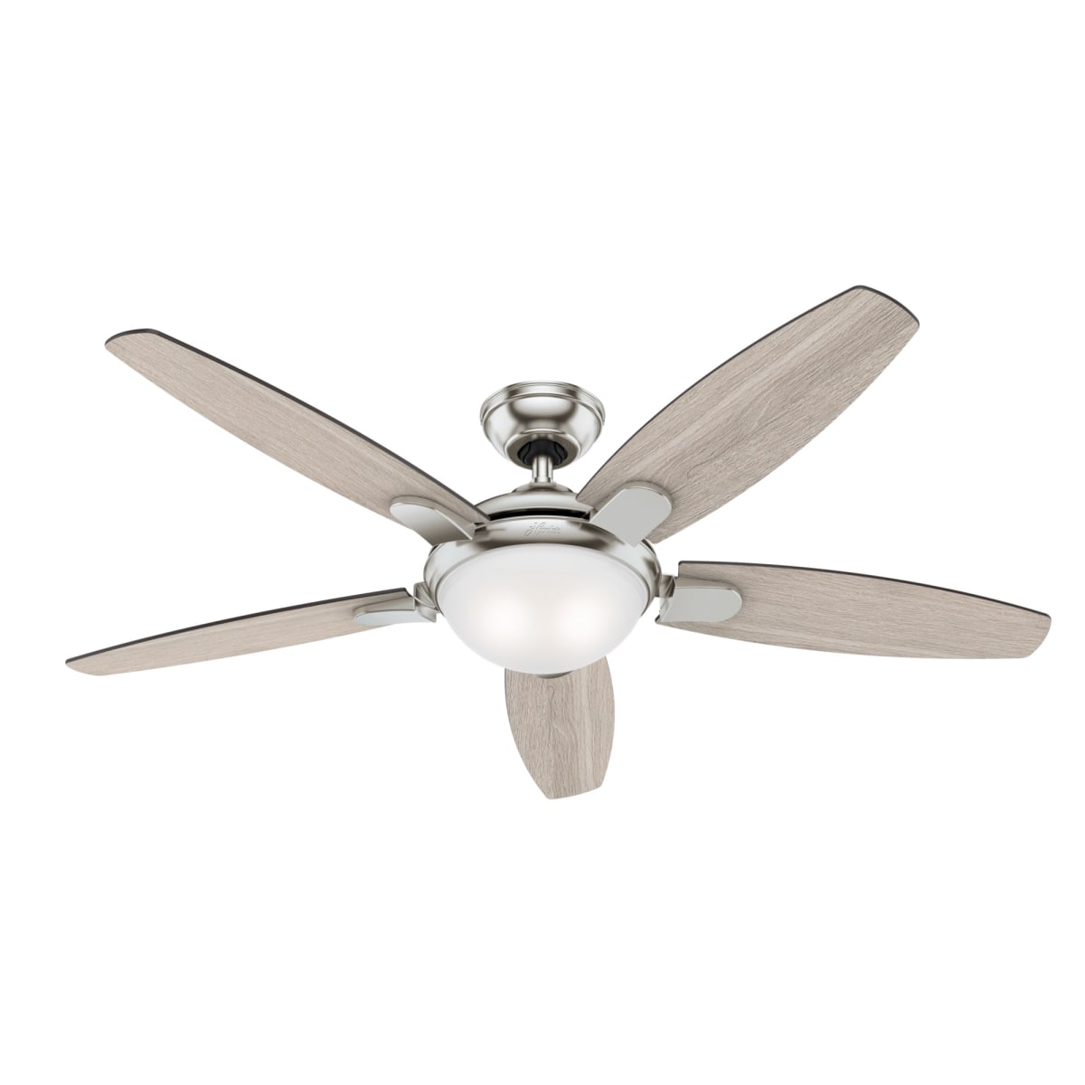 Hunter Fan 54 Contemporary Ceiling In Brushed Nickel With Led Light And