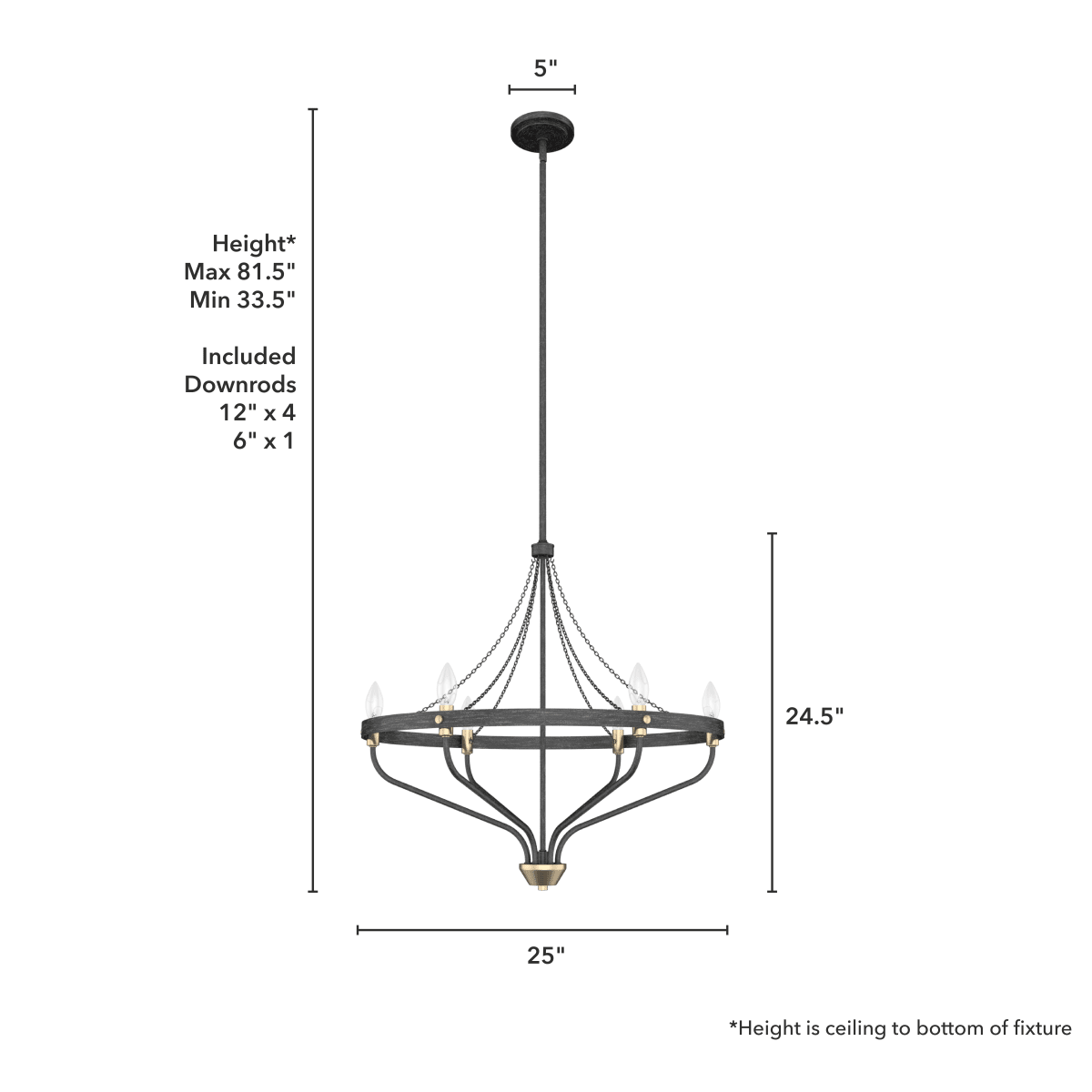 Hunter 19795 Rustic Iron Merlin 6 Light 25