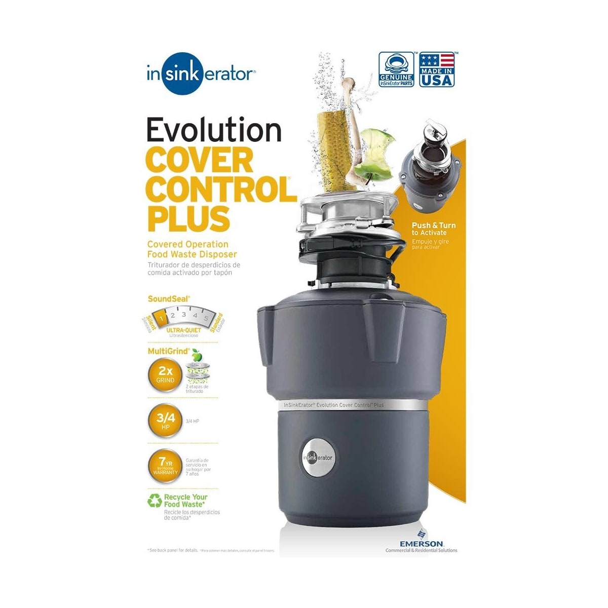 InSinkErator Cover Control Plus WC Power Cord Included Evolution 3/4 HP  Batch Feed Garbage Disposal with Soundseal Technology