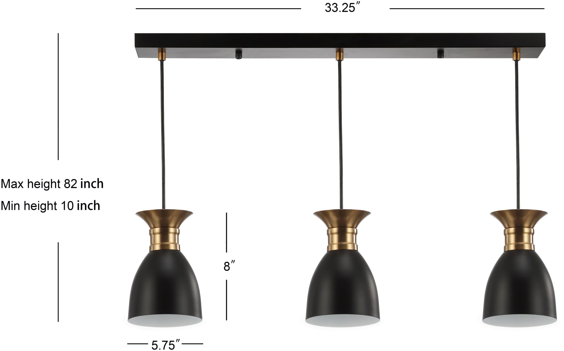 JONATHAN Y Lighting JYL6138A Black Brass Gold Edison 3 Light