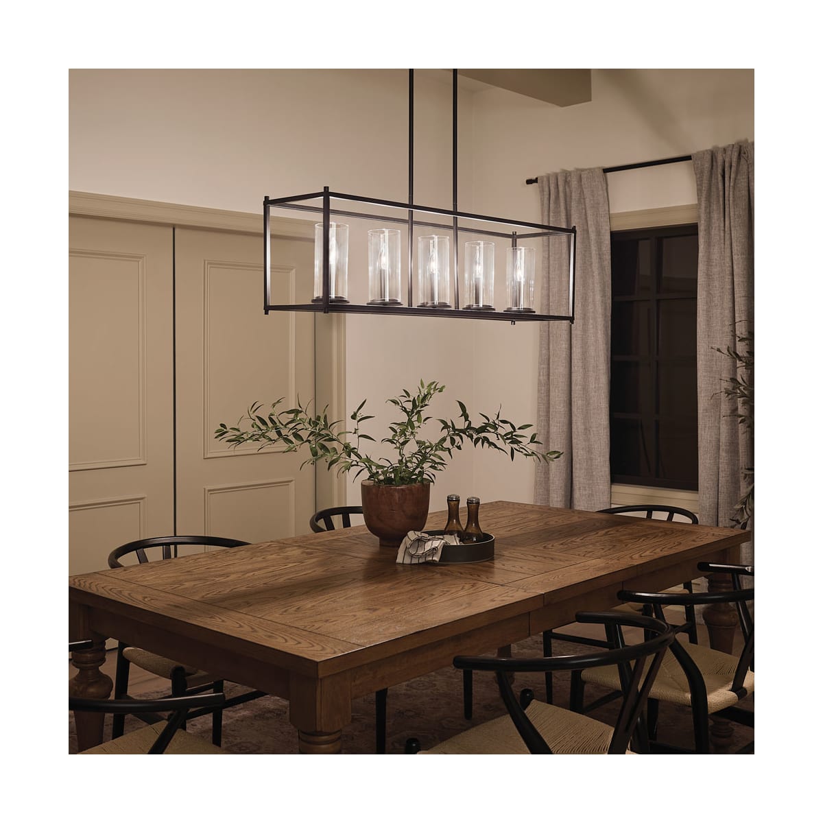 Kichler 43995BK Black Crosby 5 Light 10 Wide Linear Chandelier LightingDirect