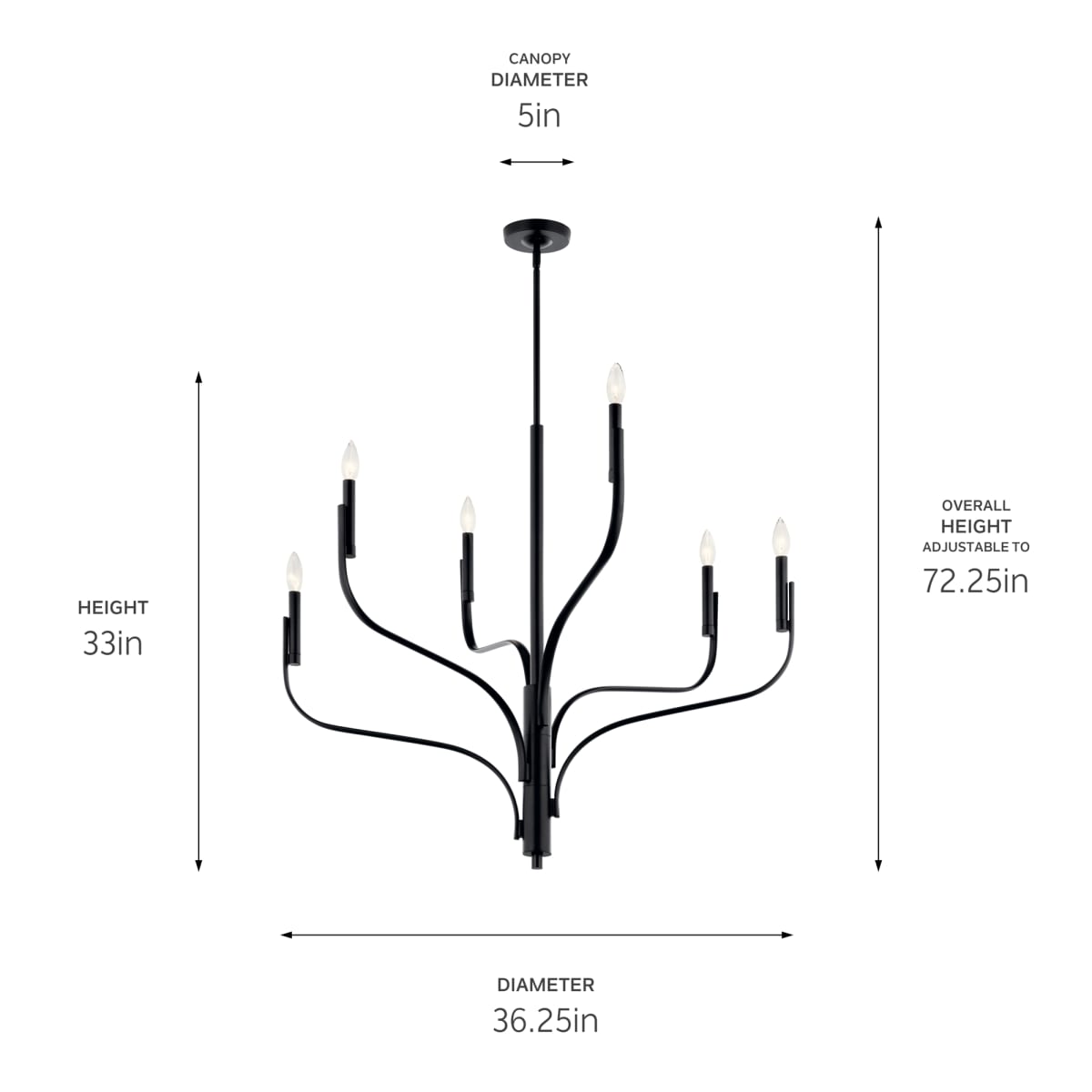 【アウトレット☆送料無料】 Black 52673BK Kichler Livadia 37 Light 6 ワンピース