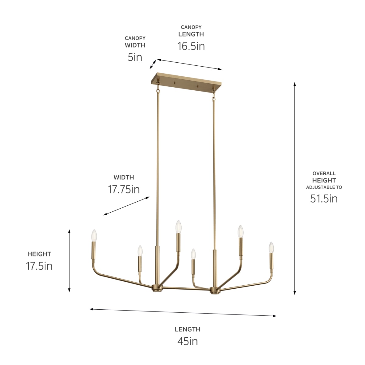 Kichler 52721CPZ Champagne Bronze Madden 6 Light 45