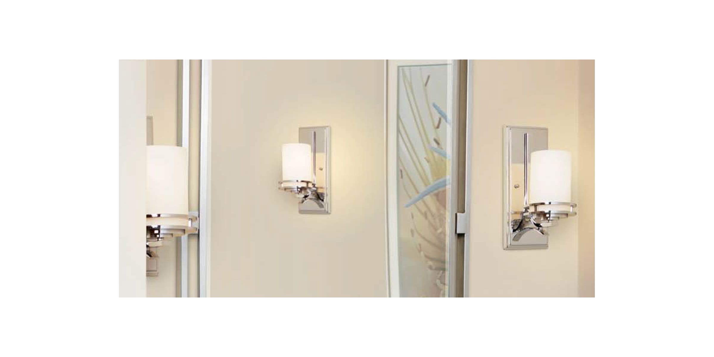 Chrome 200 Total Watts Hendrik Reversible Glass Wall Vanity Lighting 2 Light Kichler 5077CH