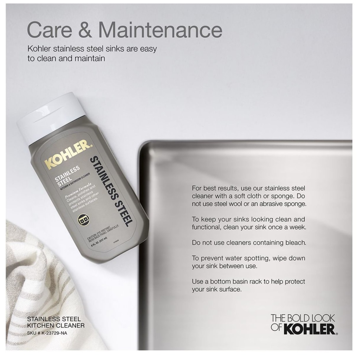 Kohler K-3943-NA Stainless Steel Vault 36