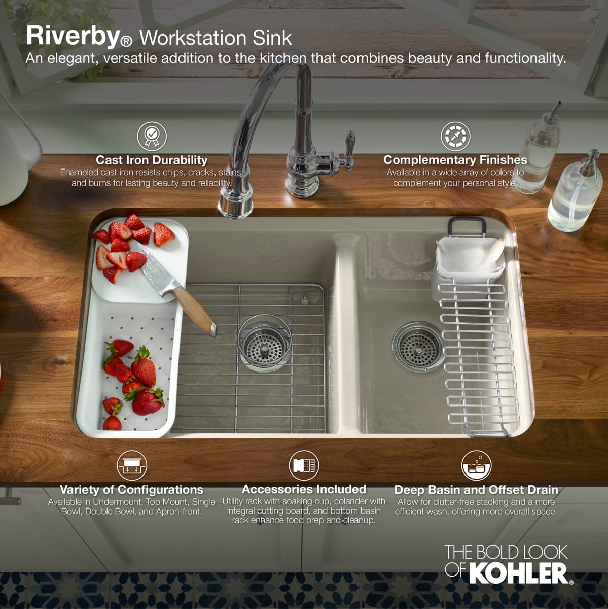 Kohler kitchen sink utility rack outlet