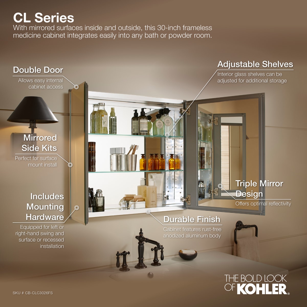 Kohler medicine cabinet shop 30 x 26