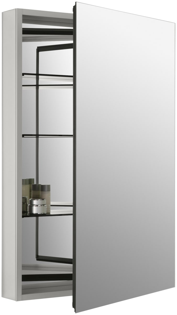 KOHLER Catalan 24.125-in x 36.125-in Surface/Recessed Mount Anodized Aluminum Mirrored Medicine Cabinet