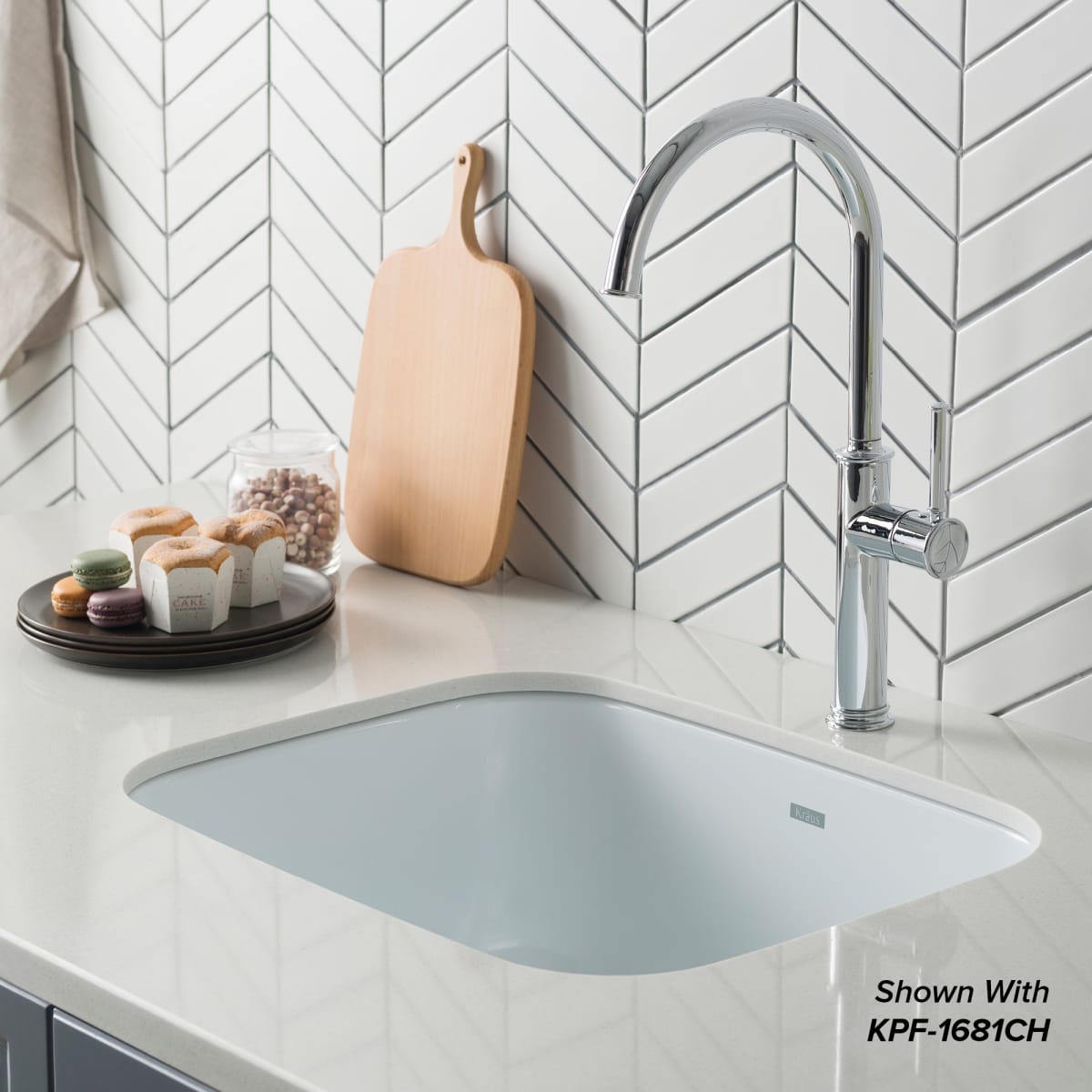 Kraus KEU12WHITE White Pintura 23" Undermount Single Basin Porcelain Enameled  Stainless Steel Kitchen Sink