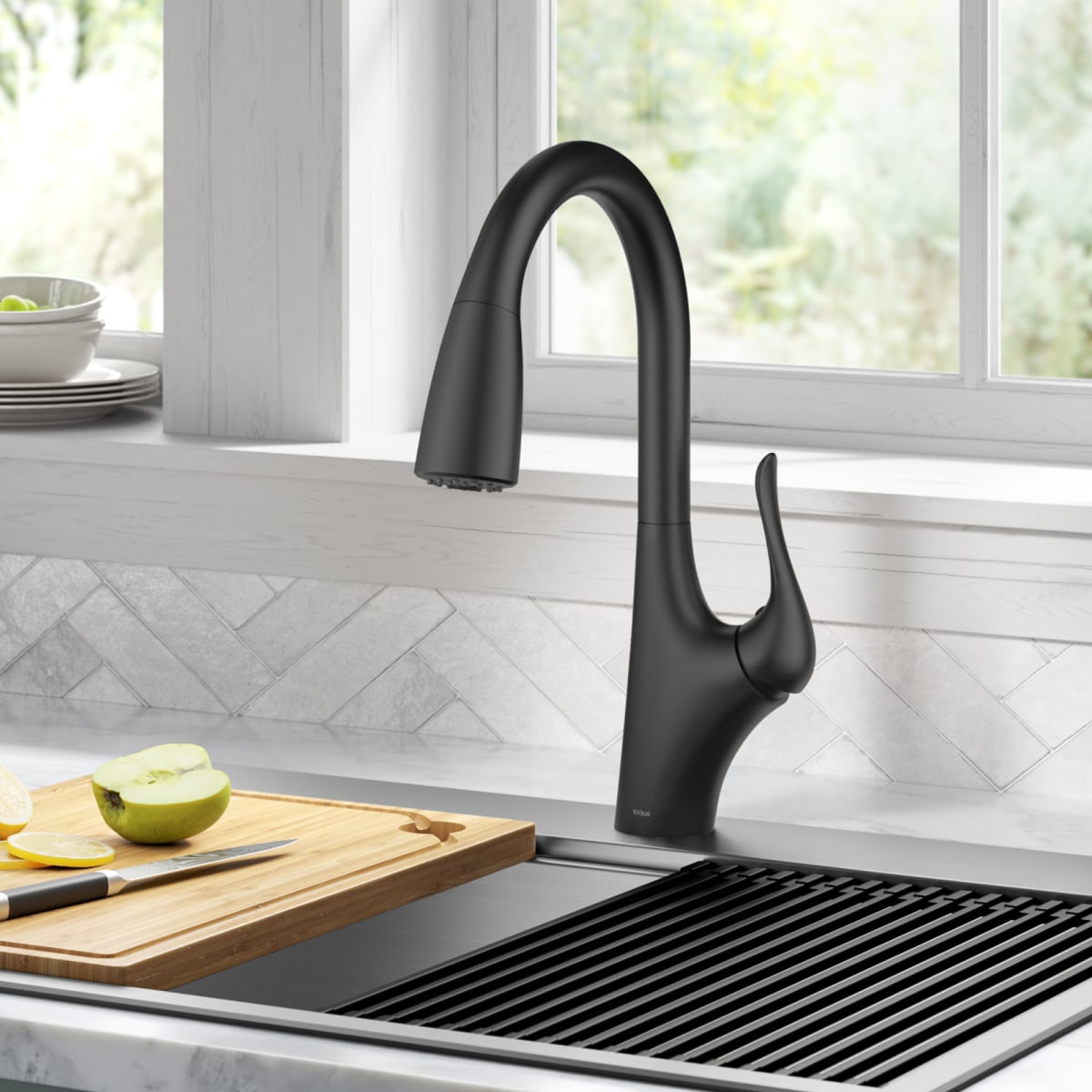 Kraus Kpf 1674sfs Spot Free Stainless Steel Merlin 1 8 Gpm Single Hole Pull Down Kitchen Faucet Faucetdirect Com