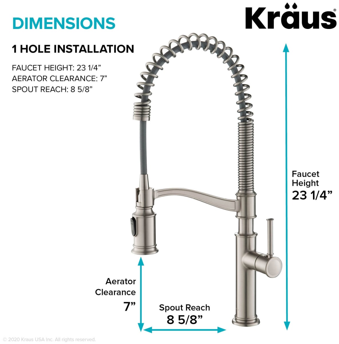 Kraus Kpf 1683sfs Spot Free Stainless Steel Sellette 1 8 Gpm Single Hole Pre Rinse Pull Down Kitchen Faucet Includes Escutcheon Faucetdirect Com