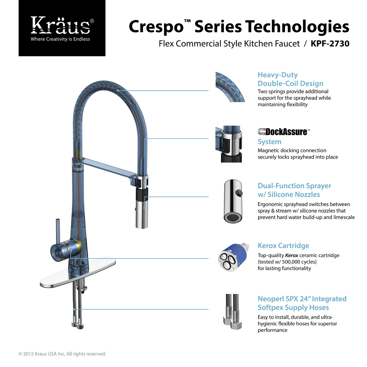 Kraus Kpf 2730 2700 42ch Chrome Crespo Flex Commercial Style