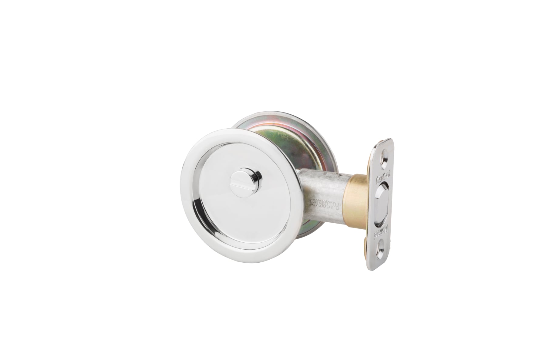 Kwikset 335-32 Bright Stainless Steel Round Privacy Bed/Bath Pocket Door  Lock