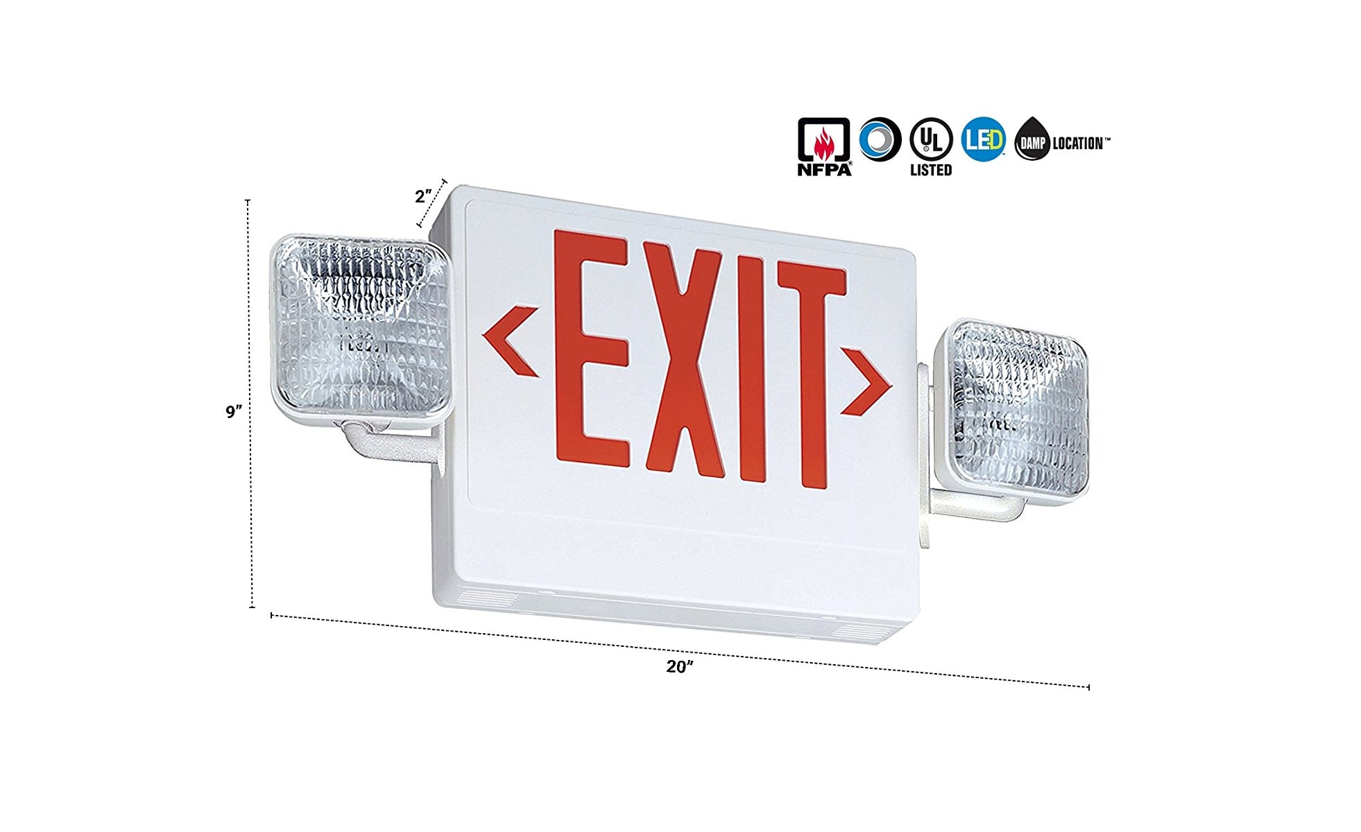 White/Red Lithonia Lighting ECR Led M6 Integrated Led Exit/Unit Combo Light