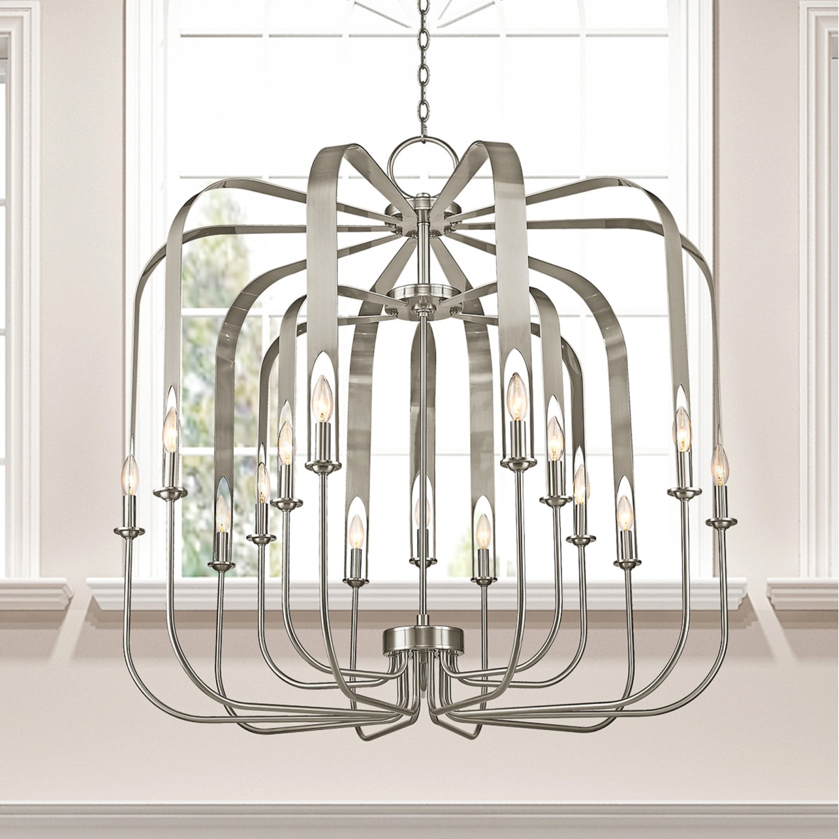 Livex Lighting 51949-91 Brushed Nickel Addison 15 Light 42 Livex Lighting 51949-91 Brushed Nickel Addison 15 Light 42