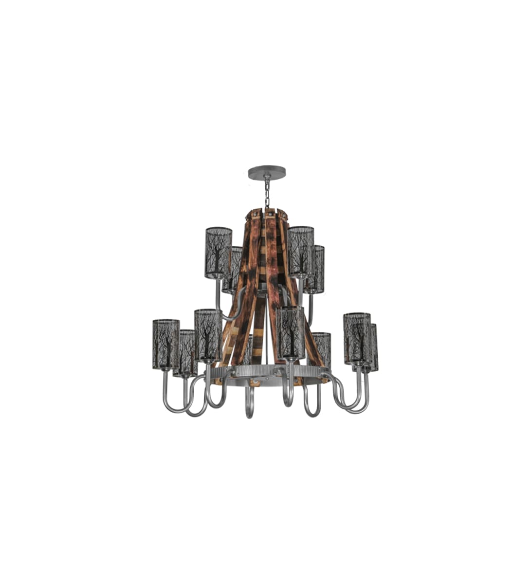 Meyda Tiffany 147189 Nickel / Natural Wood / Stainless Steel