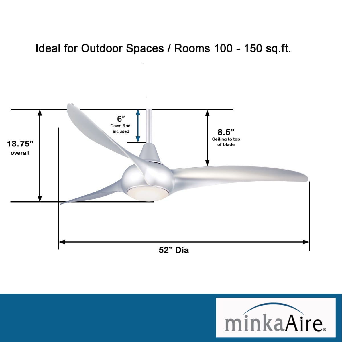 MinkaAire F844-DK Distressed Koa Light Wave 52