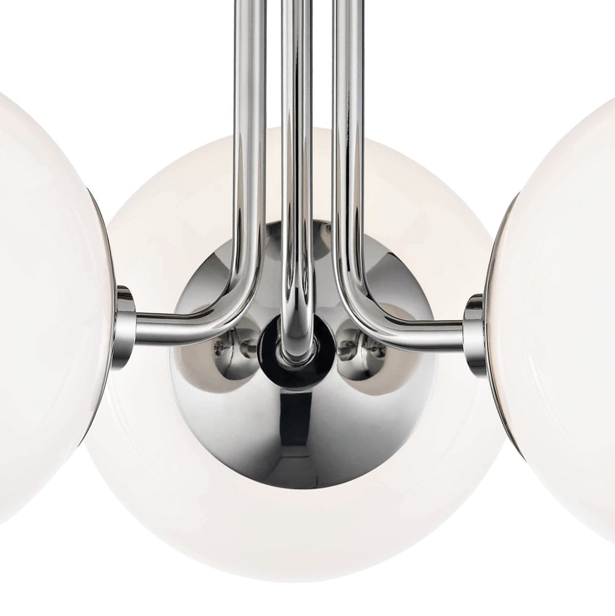 Mitzi H105603 PN Polished Nickel Stella 3 Light 18 1 4 Wide Semi Flush Globe Ceiling Fixture with Opal Glossy Shades LightingDirect