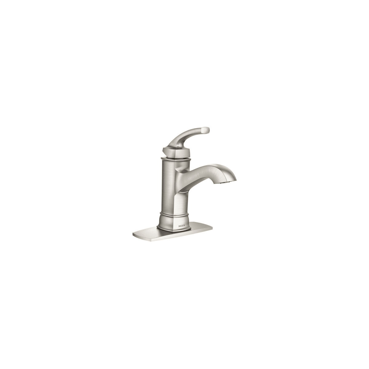 Moen WS84414MSRN Spot Resist Brushed Nickel Hensley 1.2 GPM Single Hole  Bathroom Faucet - Includes Metal Pop-Up Drain Assembly and Escutcheon 
