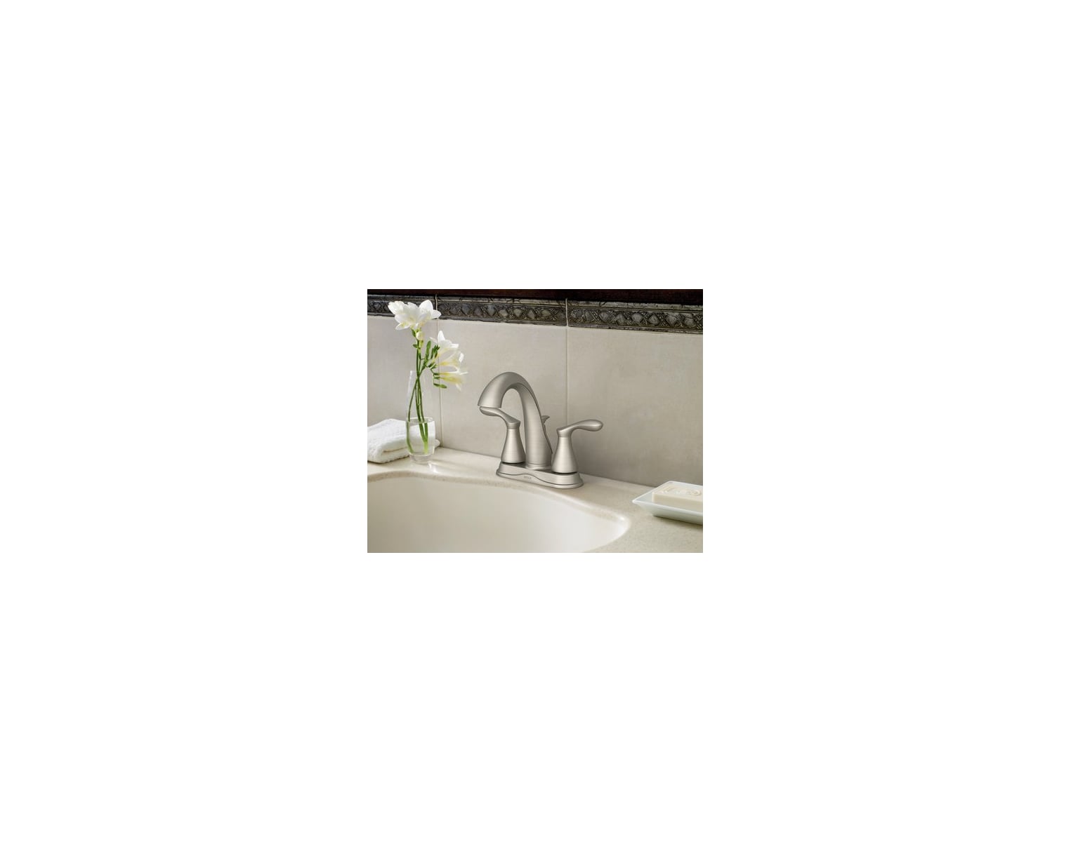 Moen 84948 Chrome Double Handle Centerset Bathroom Faucet