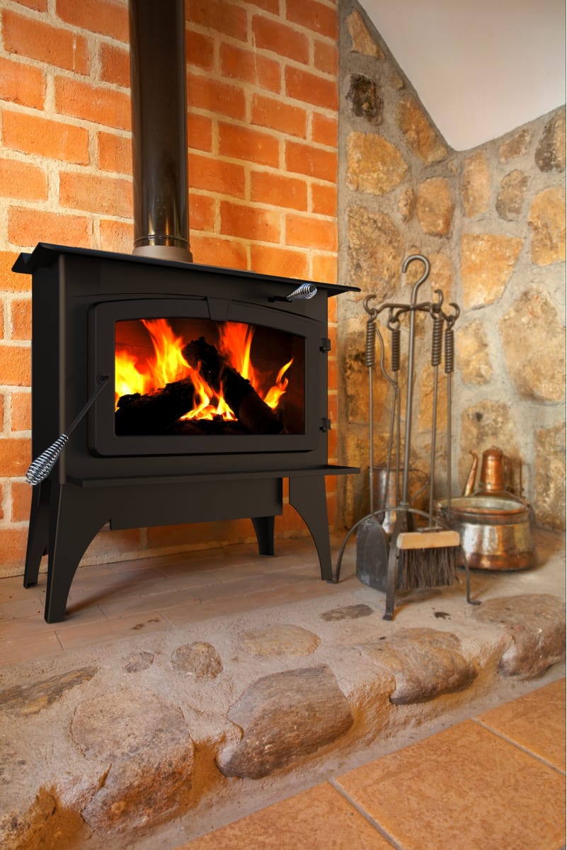 Pleasant Hearth LWS-130291 Black Large 77,000 BTU Wood Burning Stove with  Blower and Ceramic Glass Window, 2,200 Square Feet Heat Radius -  VentingPipe.com