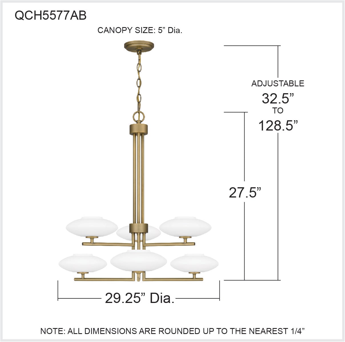 Quoizel QCH5577AB Aged Brass 6 Light 29