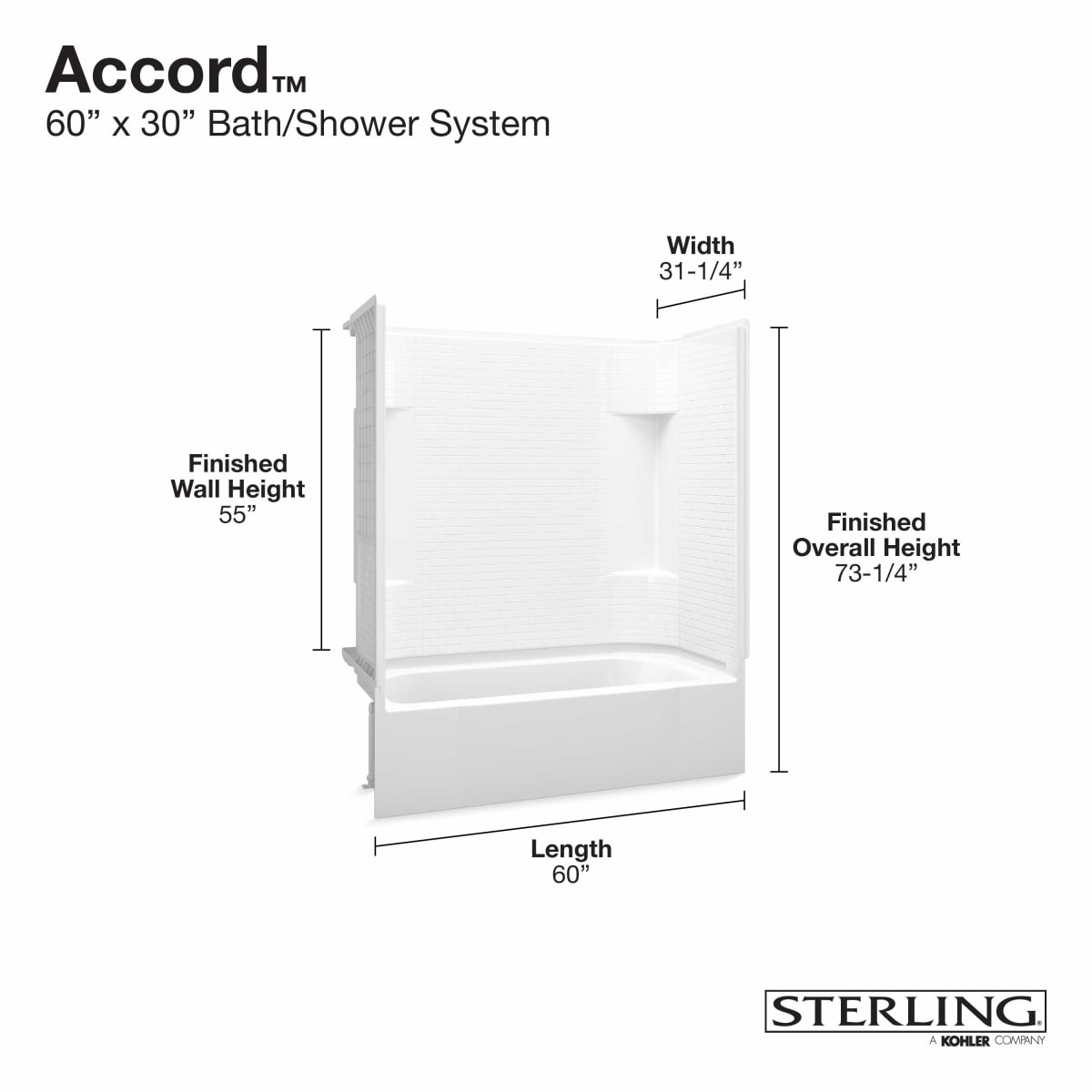 Sterling accord 60 deals seated shower receptor