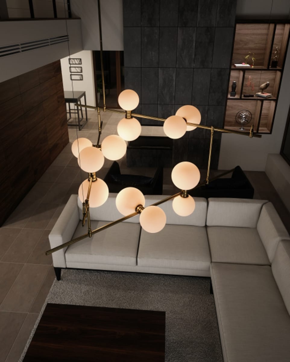 Tech Lighting 700MDCHGRR Aged Brass Glass Orbs ModernRail 48