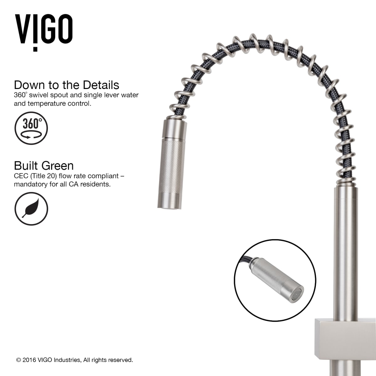 Vigo VG02009ST Stainless Steel Lincroft Pull-Out Spray ...