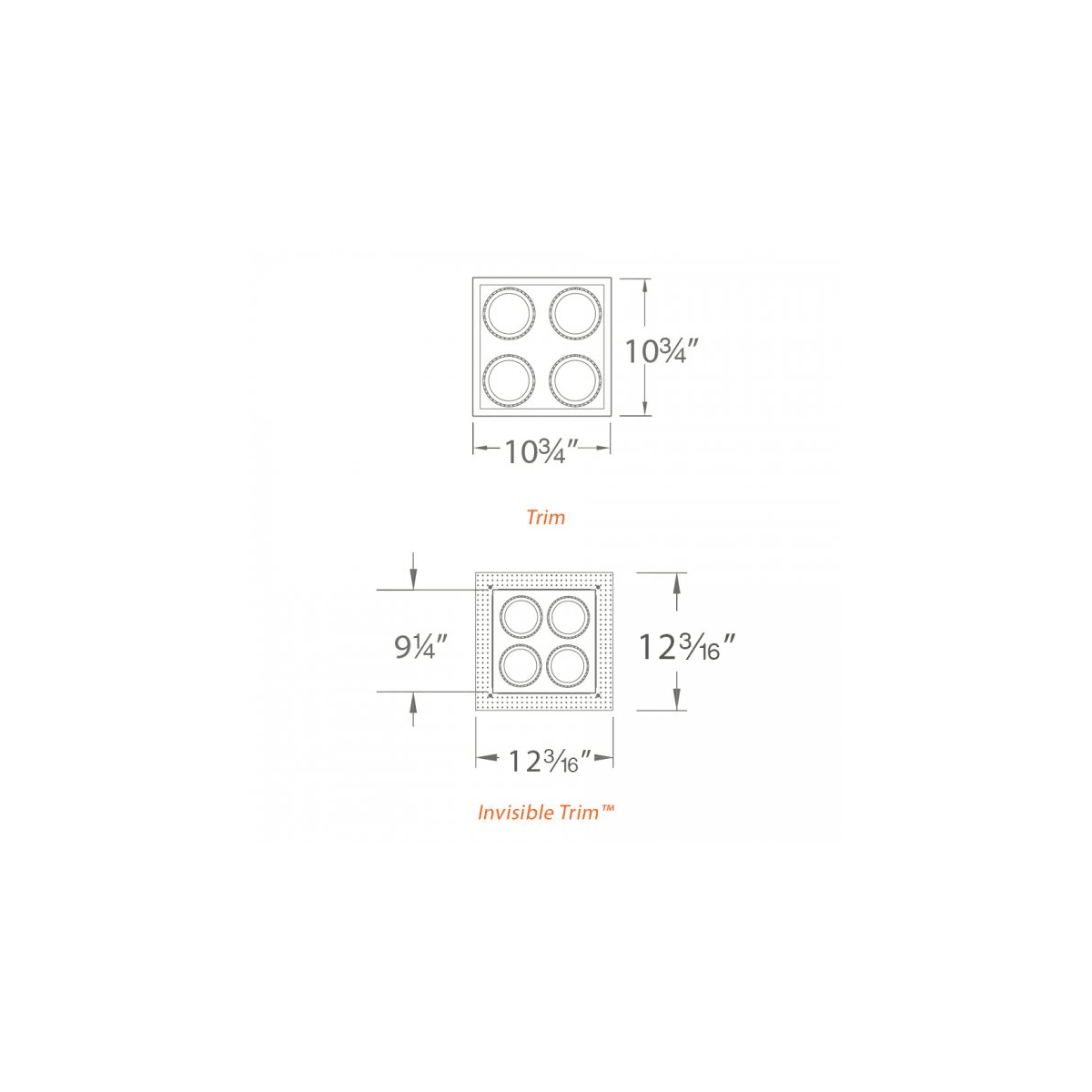 Wac Lighting Mt 4ld226t Bk Black Precision Multiples 4 4 Light Adjustable Square Trim Lightingshowplace Com