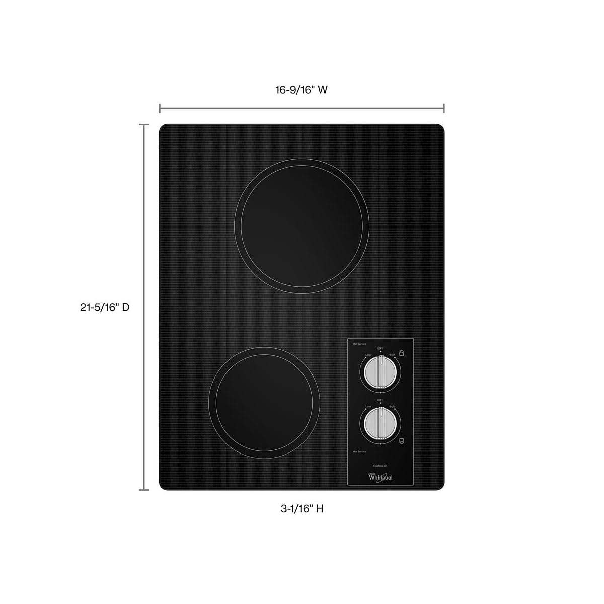 Whirlpool 2 burner electric cooktop discount
