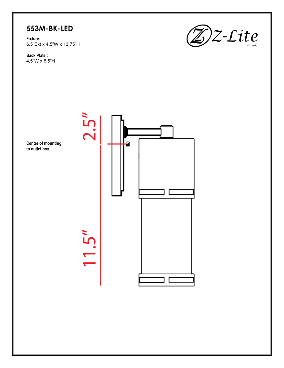 Z-Lite 553M-BK-LED Black Luminata 14